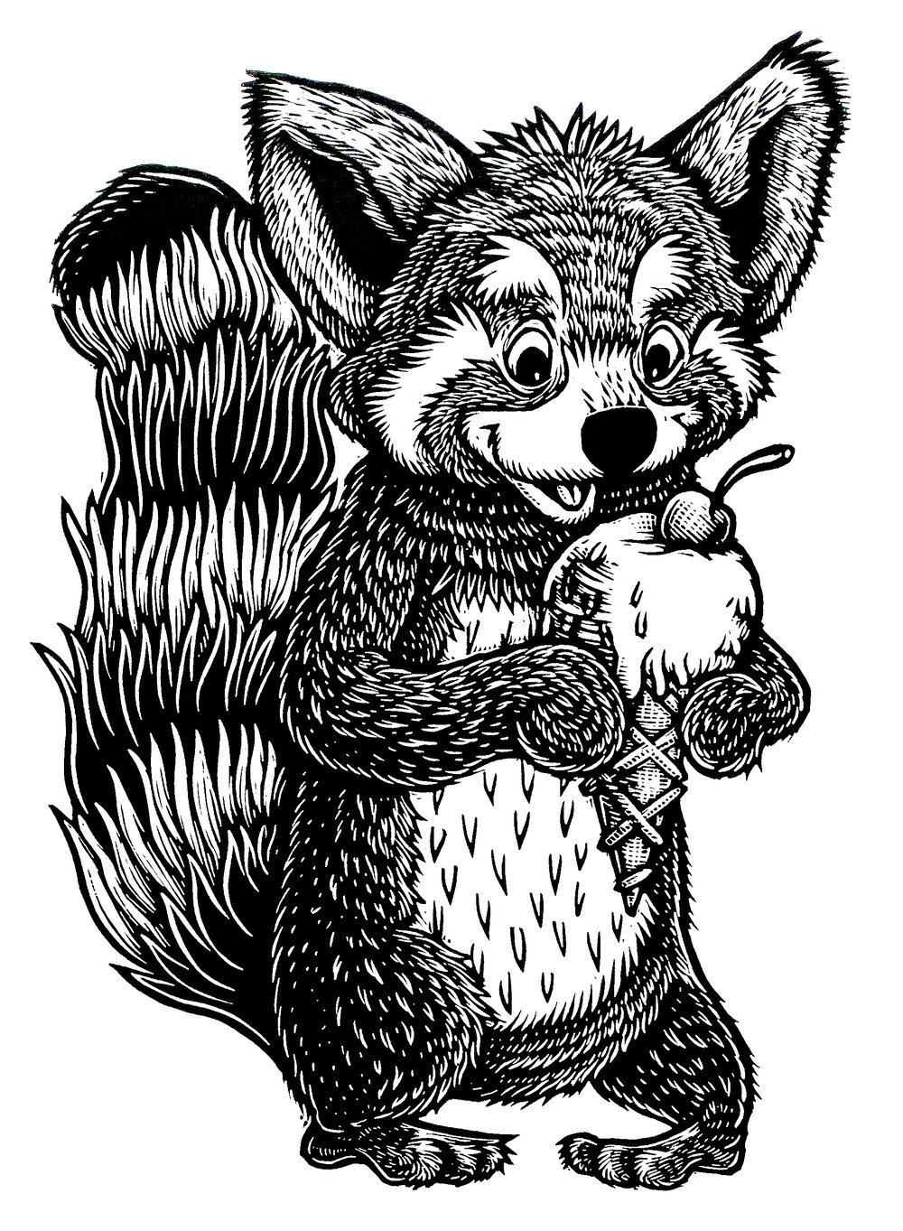 Red Panda and an Ice Cream Cone T-shirt (A2) **FREE SHIPPING**