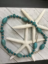 Magnesite and turquoise necklace 22 inches with silver accents