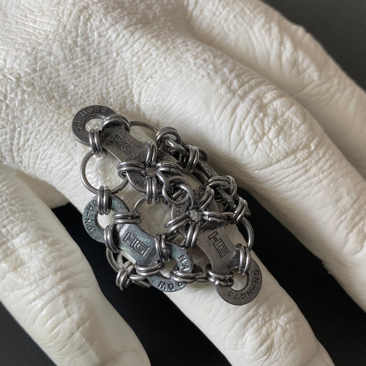 Image of Upcycled Bike Chain Diamond Ring
