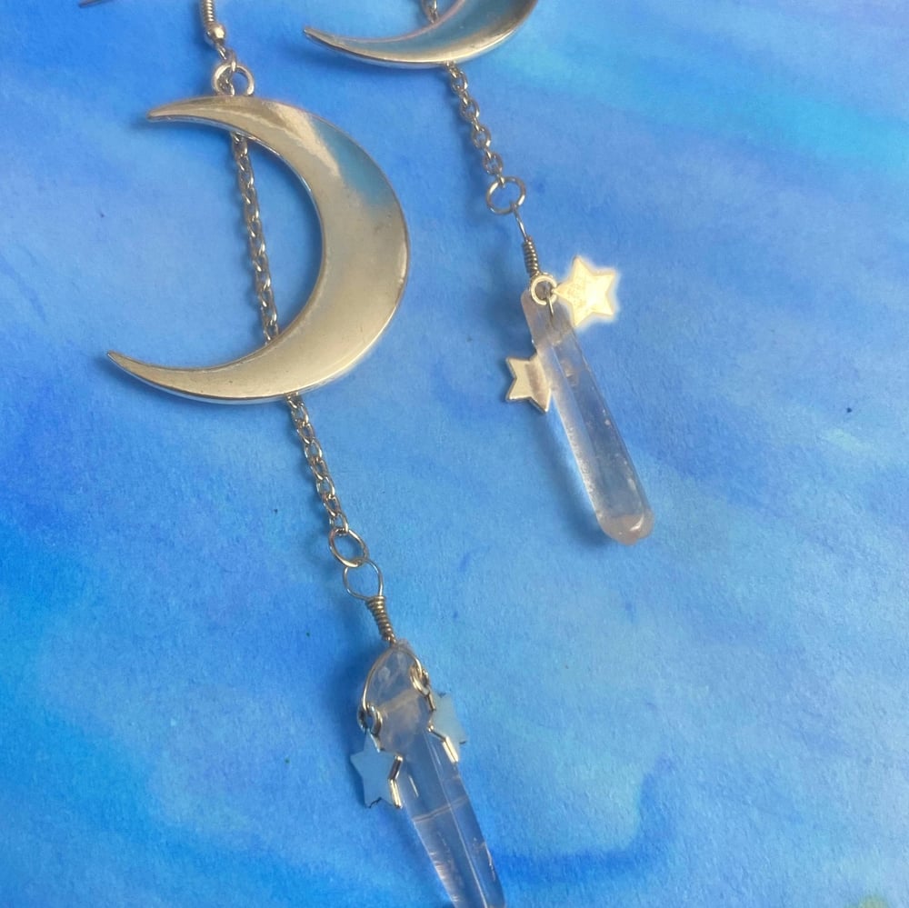 Image of CRYSTAL MOON DROP EARRINGS