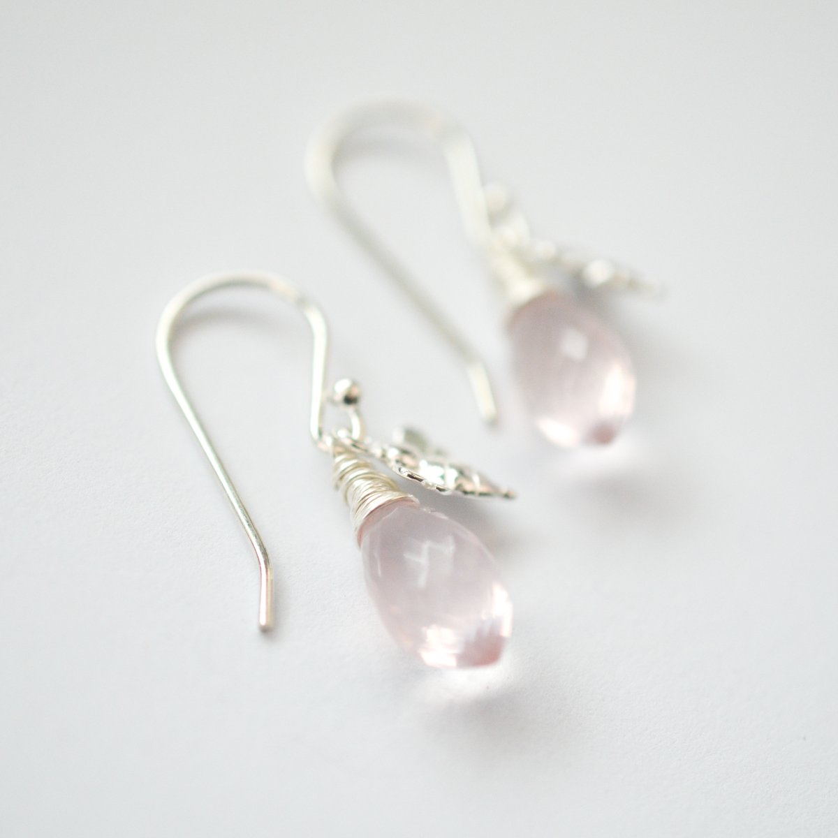 Image of Rose Quartz Bee Earrings