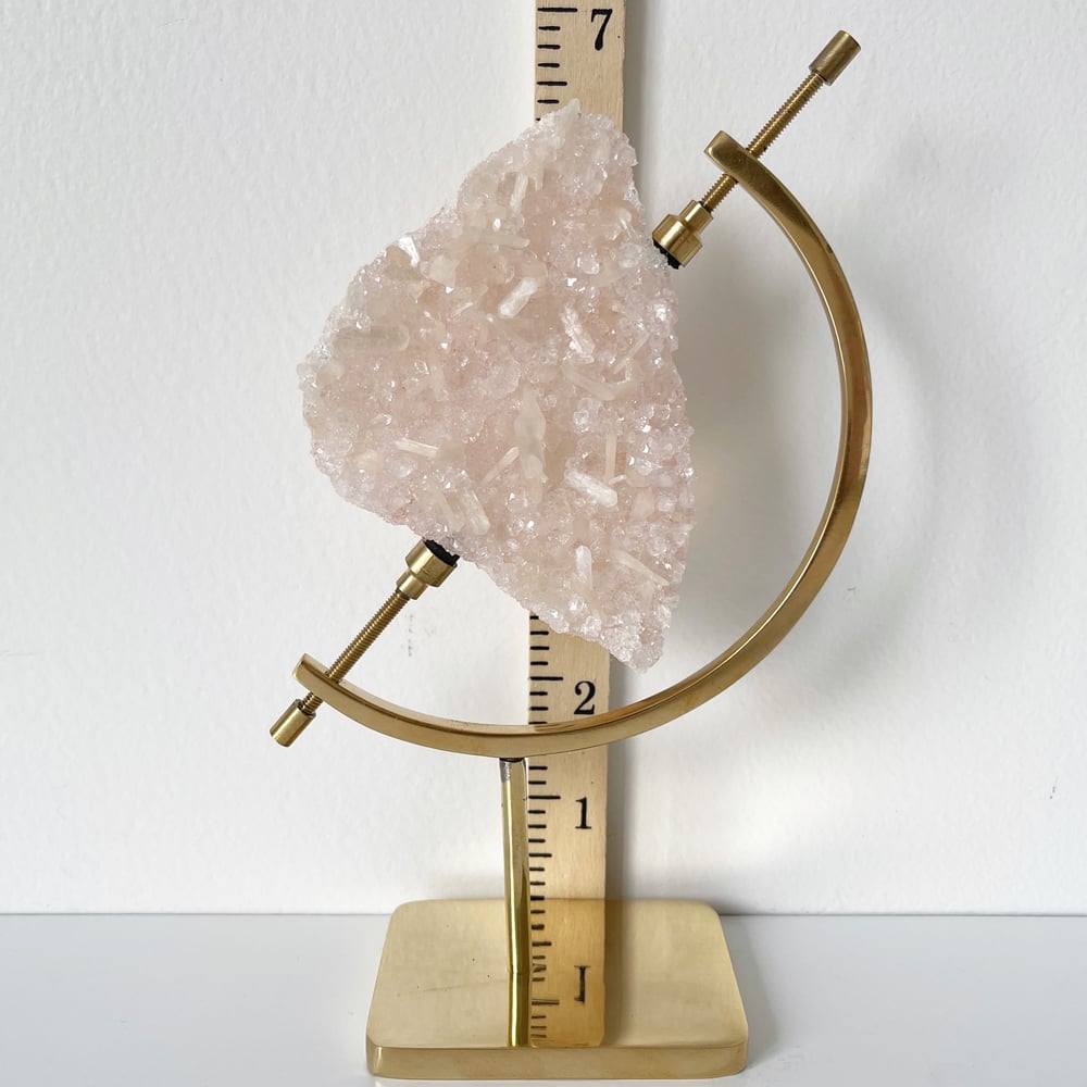 Image of Pink Quartz no.91 + Brass Arc Stand