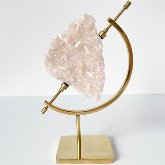 Image of Pink Quartz no.91 + Brass Arc Stand