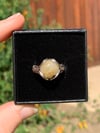 Rutilated Quartz & Silver Ring, size 5/5.5