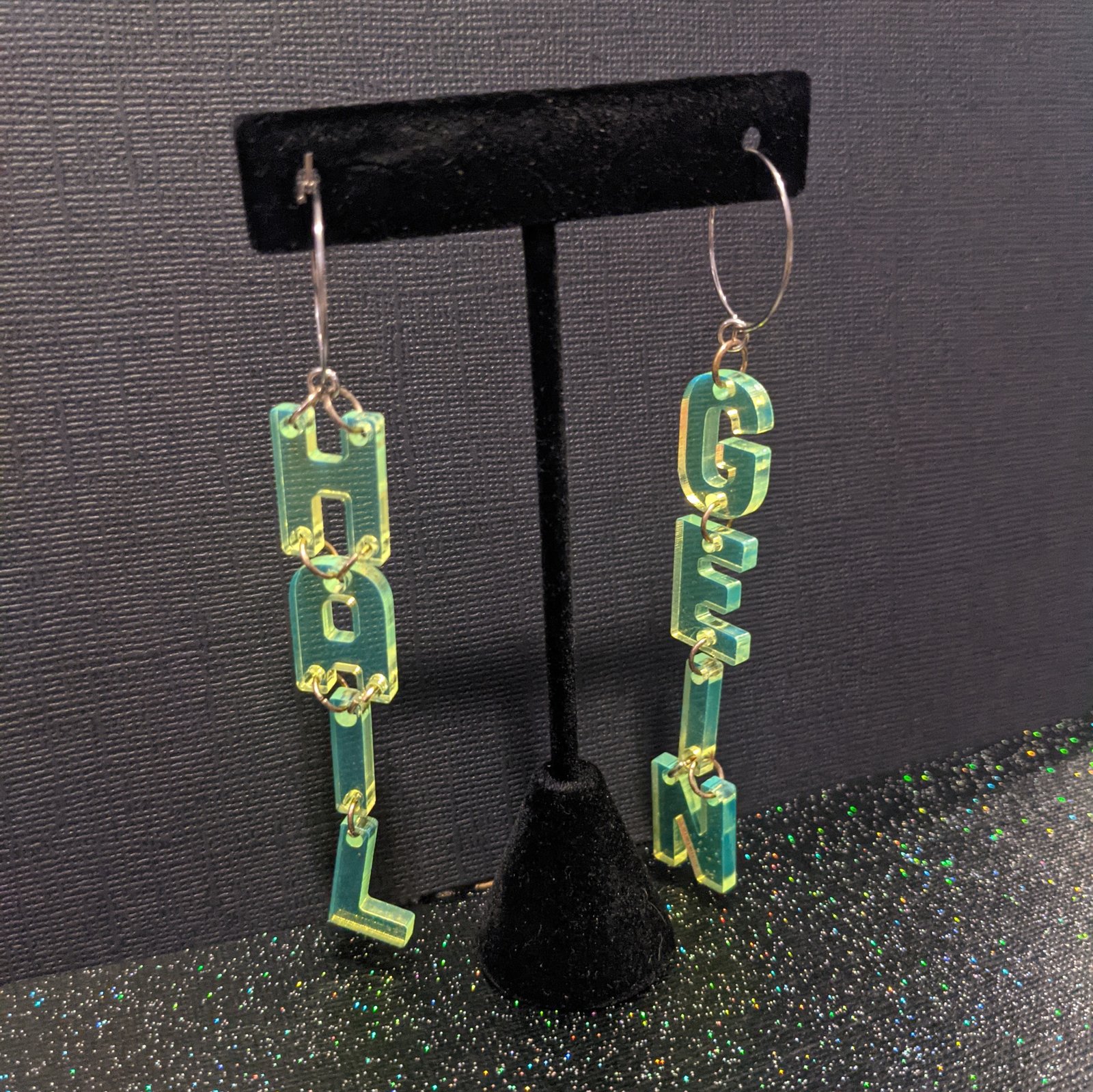 Pair Of Script Word Earrings - PG102308