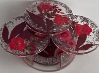 Image 4 of Burgundy Flower Coaster Set