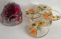 Burgundy Flower Coaster Set
