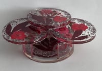 Image 2 of Burgundy Flower Coaster Set