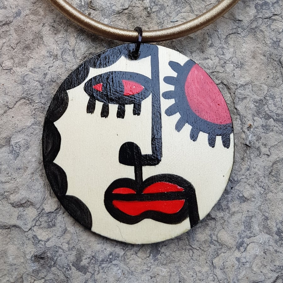 Image of small painted pendant #1