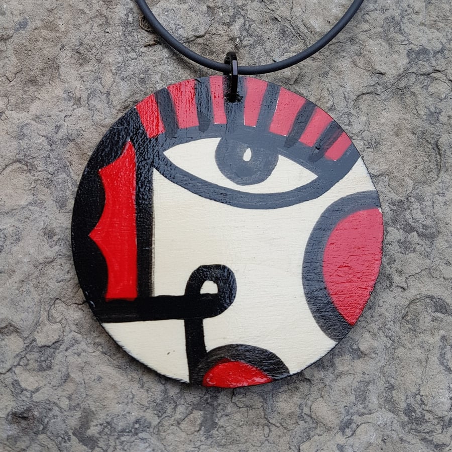 Image of small painted pendant #2