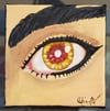 Rengoku Eye 4x4in Acrylic Painting 