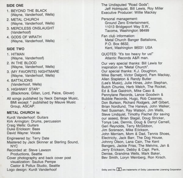 Metal Church - S/T (USED, VG+ / VG+, White Tape)