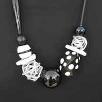 Image 1 of black and white bead cocktail necklace