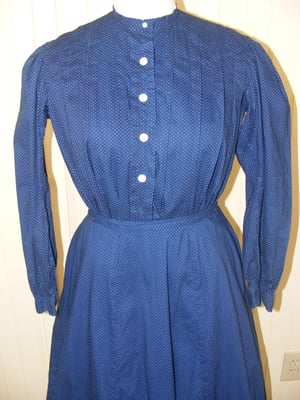 Victorian 1890s 2pc Dress Indigo Cotton Polka Dots 