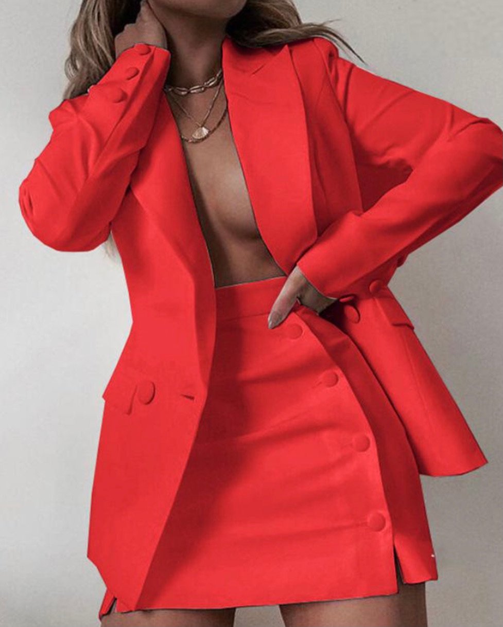 Image of  ROSES ARE RED TWO-PIECE BLAZER SET
