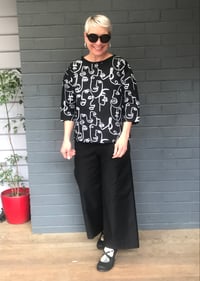 Image 1 of KylieJane linen cotton drill pants -black 