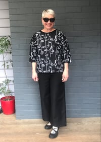 Image 2 of KylieJane linen cotton drill pants -black 