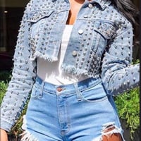 Image 2 of STUDDED DENIM JACKET