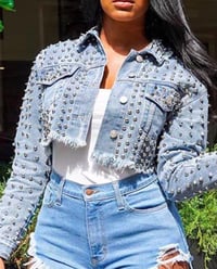 Image 4 of STUDDED DENIM JACKET