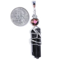 Image 2 of Long Black Tourmaline Crystal Handmade Pendant