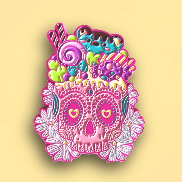 Image of Pink Sugar Skull Calavera Pin