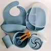 Deluxe Silicone Mealtime Set - Dusty Blue