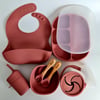 Deluxe Silicone Mealtime Set - Dark Pink