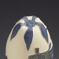 Image 5 of Moor fish in blue sgraffito ceramic vessel