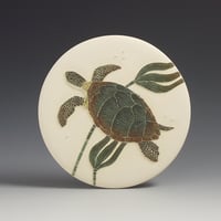 Image 1 of Green turtle carved wall hanging