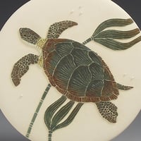 Image 2 of Green turtle carved wall hanging