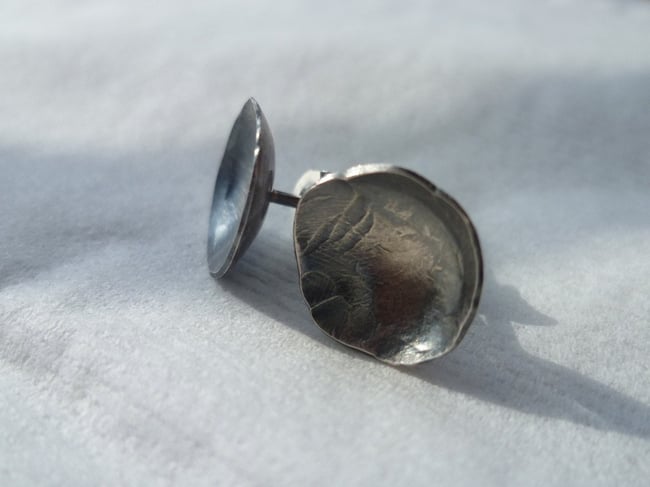 DARLING organic rustic sterling post earrings