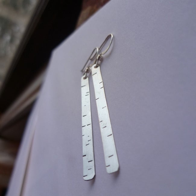 BIRCH tree recycled sterling silver nature earrings 