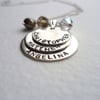 TRIO hand stamped sterling silver three name /word necklace 