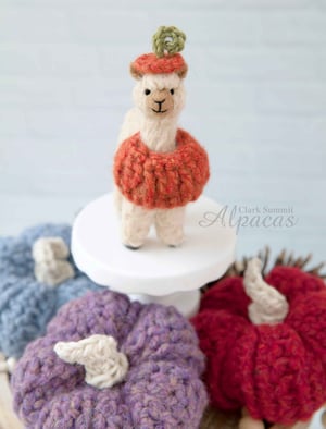 Alpaca in Pumpkin Outfit for Halloween + Thanksgiving Display - Little Llama Tiered Tray Decor  