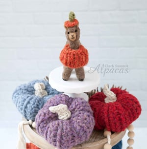 Alpaca in Pumpkin Outfit for Halloween + Thanksgiving Display - Little Llama Tiered Tray Decor  