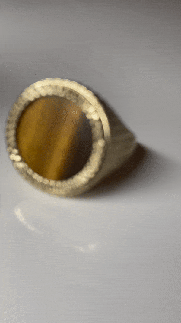 Image of 9K Solid Gold Tigers Eye Sovereign Ring