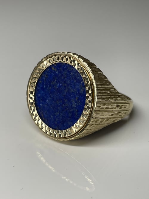 Image of 9K Solid Gold Lapis Lazuli Sovereign Ring