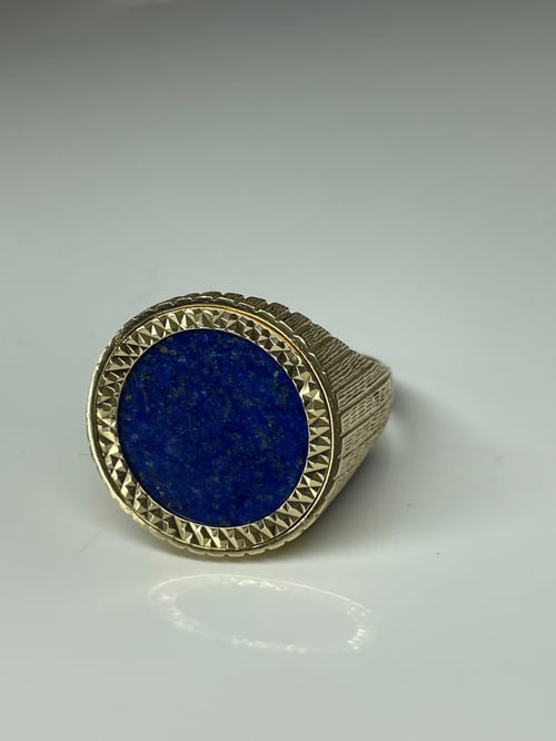 Image of 9K Solid Gold Lapis Lazuli Sovereign Ring