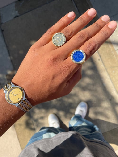 Image of 9K Solid Gold Lapis Lazuli Sovereign Ring