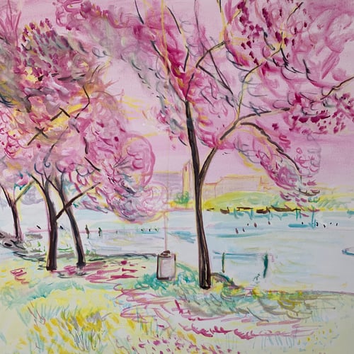 Image of Cherry Blossoms 30" x 30" painting