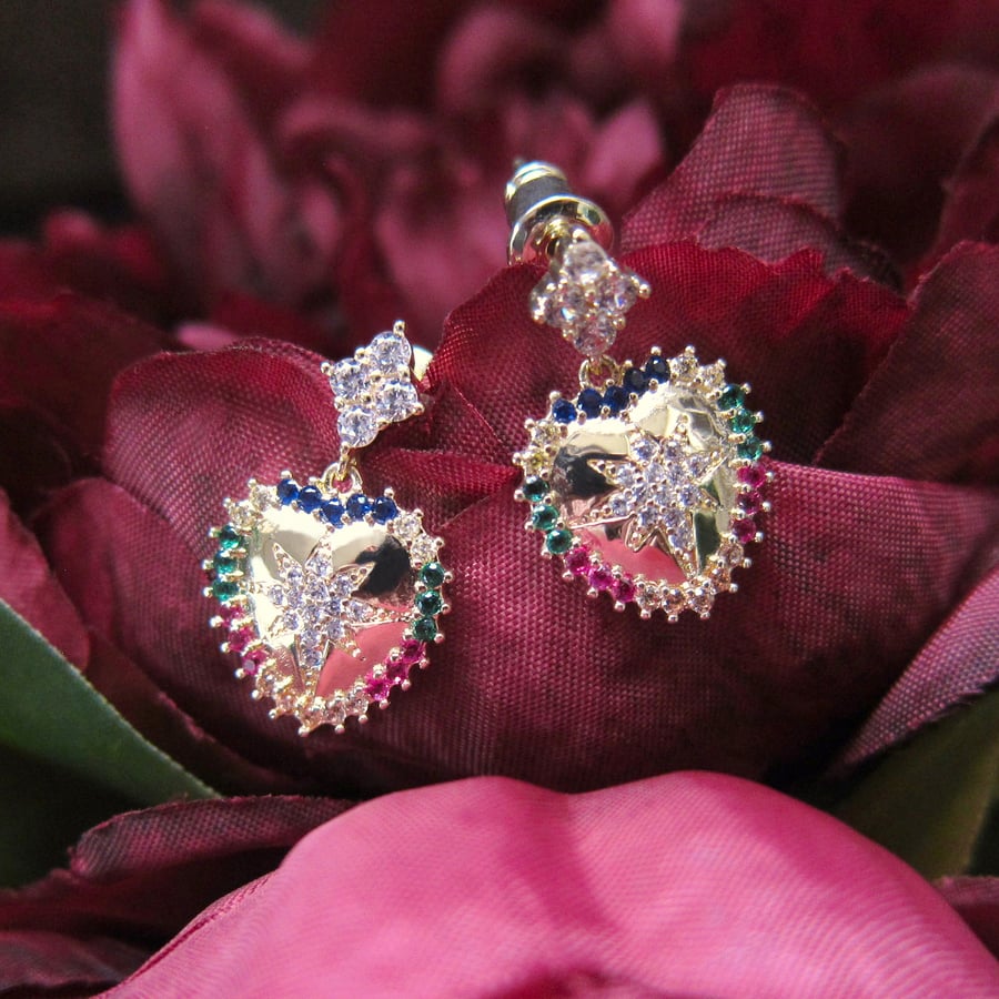Image of Rainbow Heart earrings