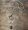 OH SWEETHEART brass, sterling, and turquoise necklace
