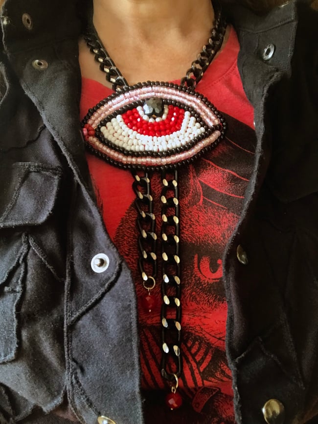  "Eye See You" Evil Eye Necklace in Red