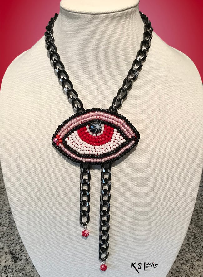  "Eye See You" Evil Eye Necklace in Red