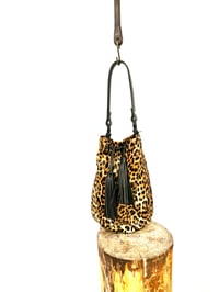 Image 3 of Big Kitty Leather Patchwork Leopard Print Bucket  