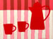 Image of Red Coffee Pot and Cups