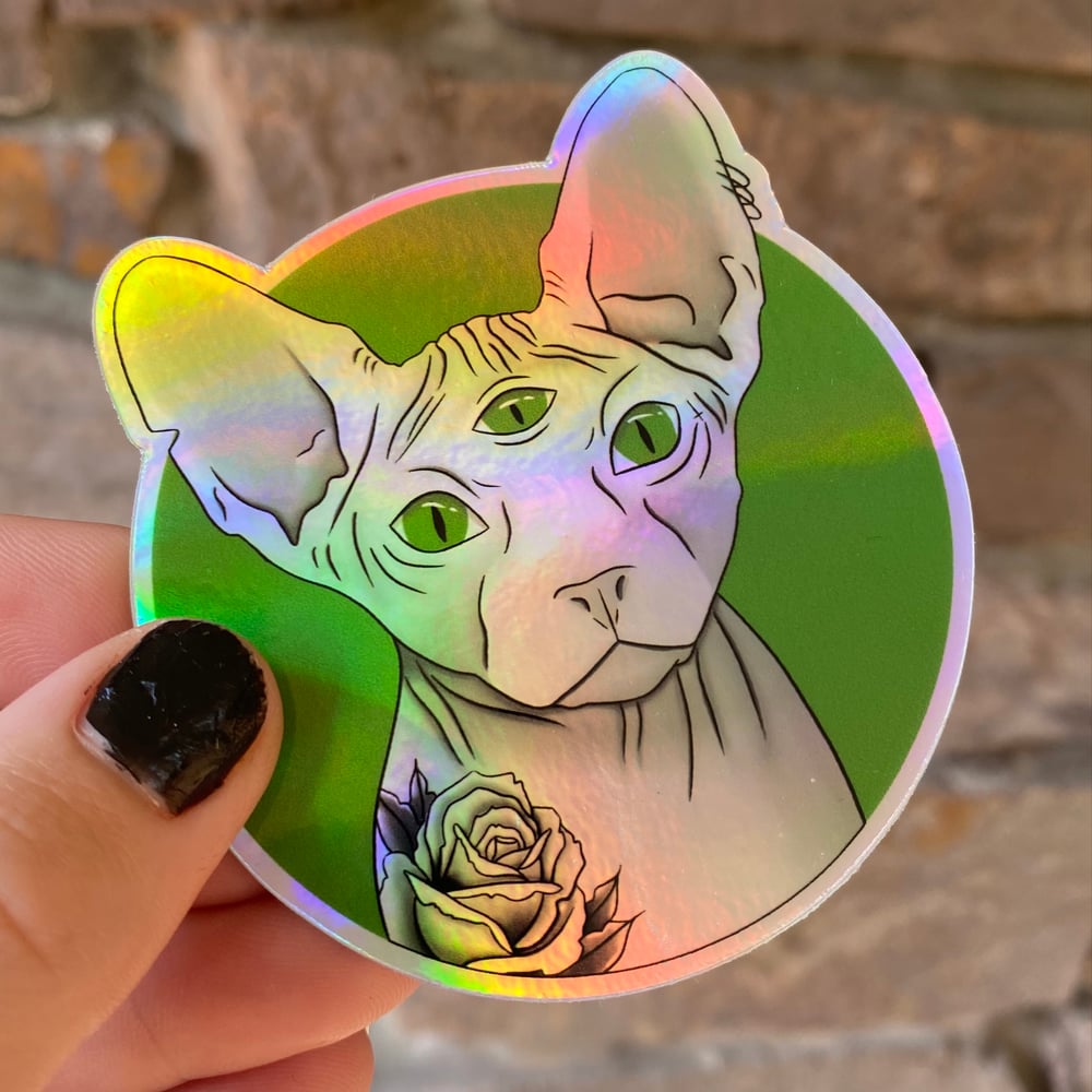 Image of Holographic sphinx cat sticker