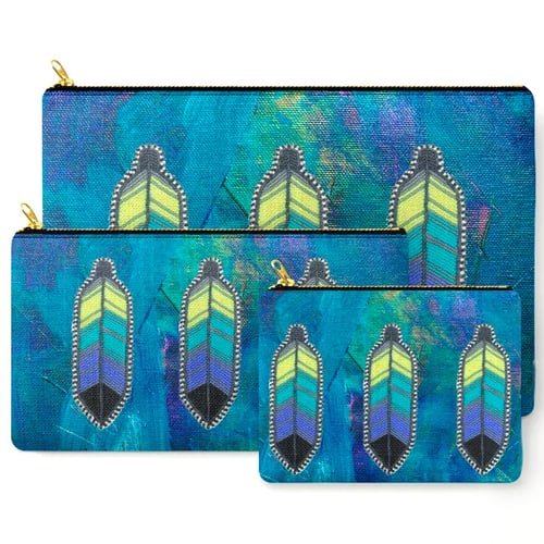Image of Neon Feathers Zipper Pouch