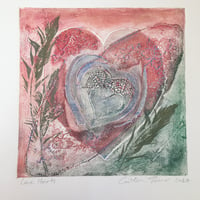 Image 1 of Lace Hearts - Collagraph Print