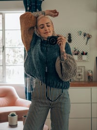 Image 3 of Frid Sweater - LIMITED colour blocked Cordovan, Ochre, Fawn